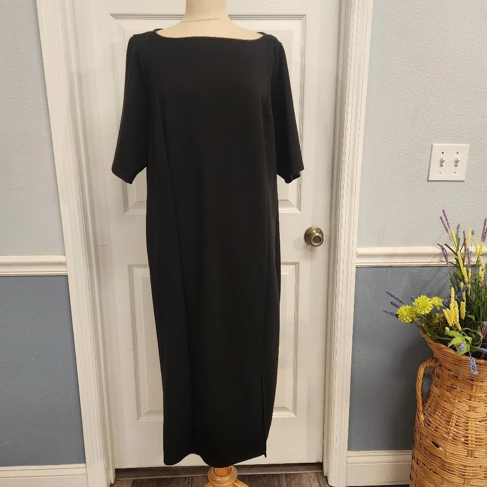 Torrid Black Bodycon Midi Dress With Slit Soft Stretchy Short Sleeve Plus 3X - Picture 6 of 13